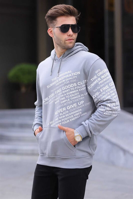 MDX Printed Hooded Sweatshirt in Gray 6009 - Agía Paraskeví