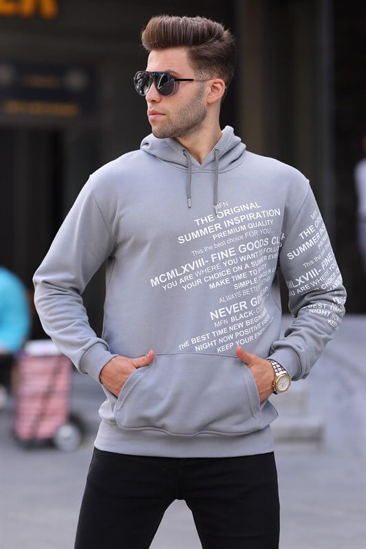 MDX Printed Hooded Sweatshirt in Gray 6009 - Agía Paraskeví