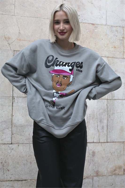 MDX Printed Grey Oversize Sweatshirt MG1578 - Beauvais