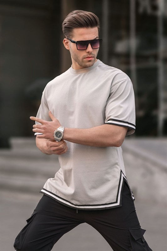 MDX Painted Gray Bicycle Collar Striped T-shirt 6097 - Limburg