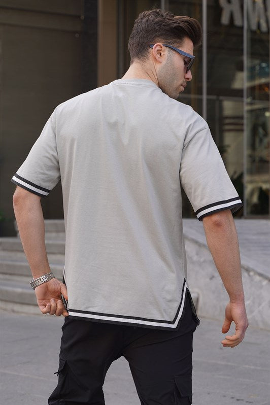MDX Painted Gray Bicycle Collar Striped T-shirt 6097 - Limburg