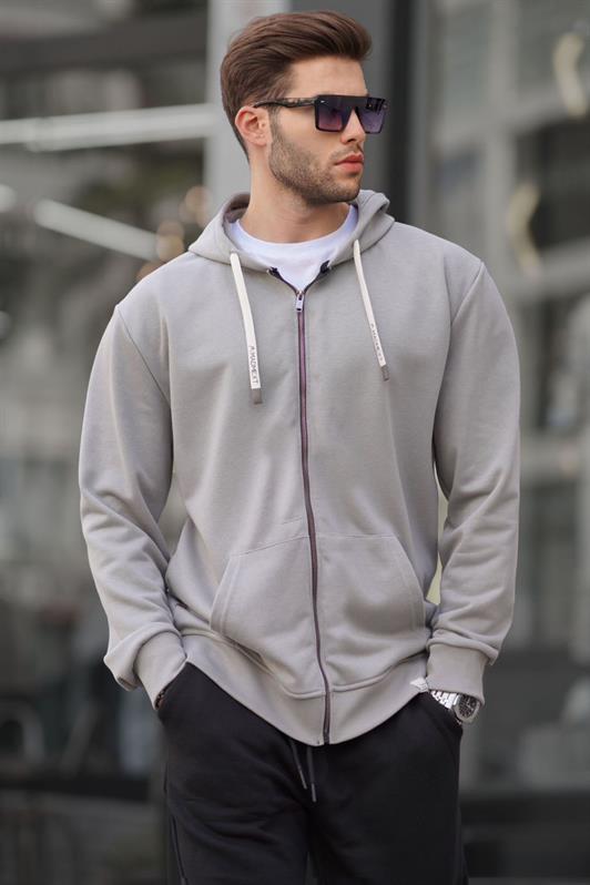 MDX Hooded Sweatshirt with Zipper in Gray 6161 - Agrigento