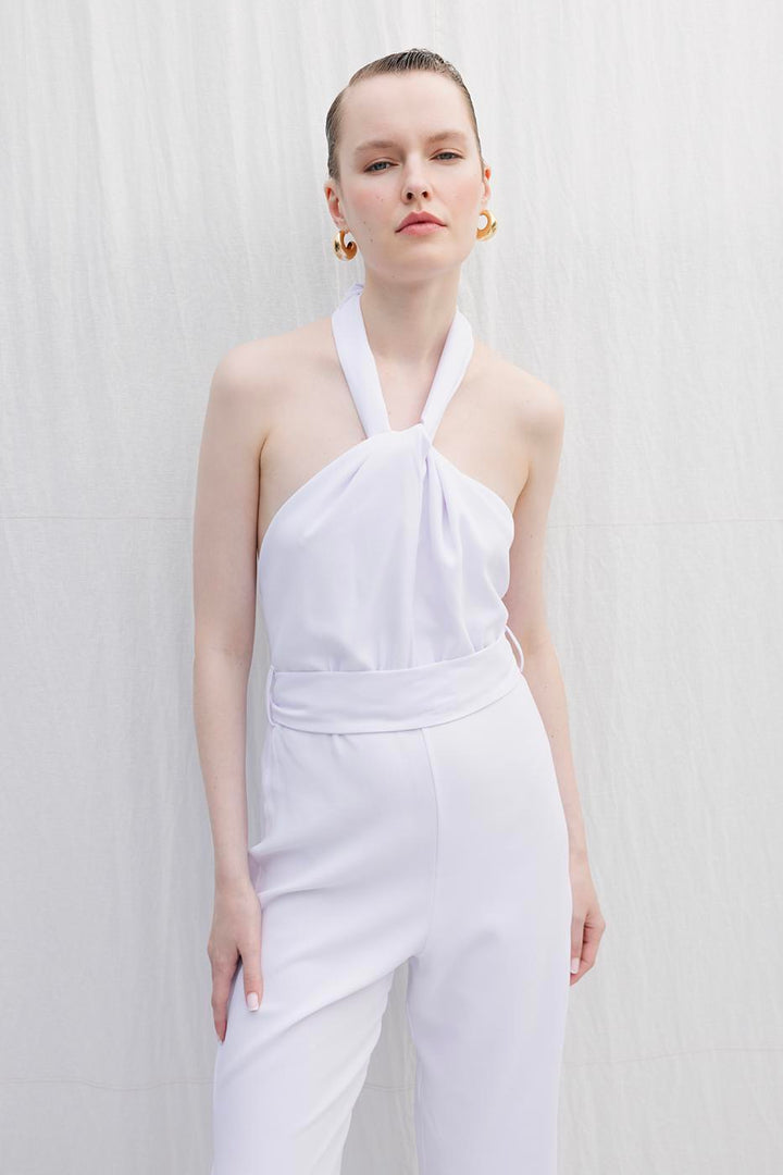 BSL Women Neck Tie Jumpsuit - Coyotepec
