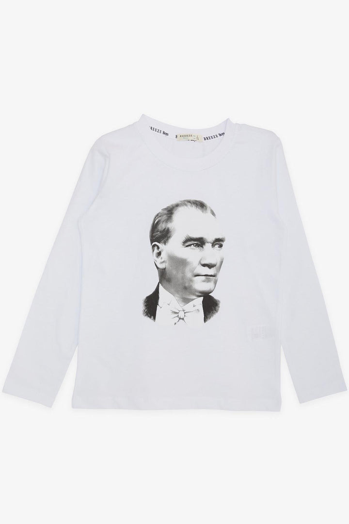 BRE Breeze Boys' Long Sleeve T-Shirt with Atatürk Print, 54 Years, White - Tiraspol