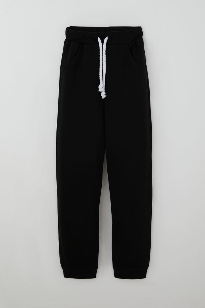 BRE Breeze Çocuk Eşofman Altı Unisex Bağcıklı Cepli Düz Renk 104 Yaş , Siyah - Mansfield