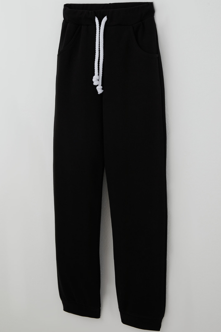 BRE Breeze Çocuk Eşofman Altı Unisex Bağcıklı Cepli Düz Renk 104 Yaş , Siyah - Mansfield