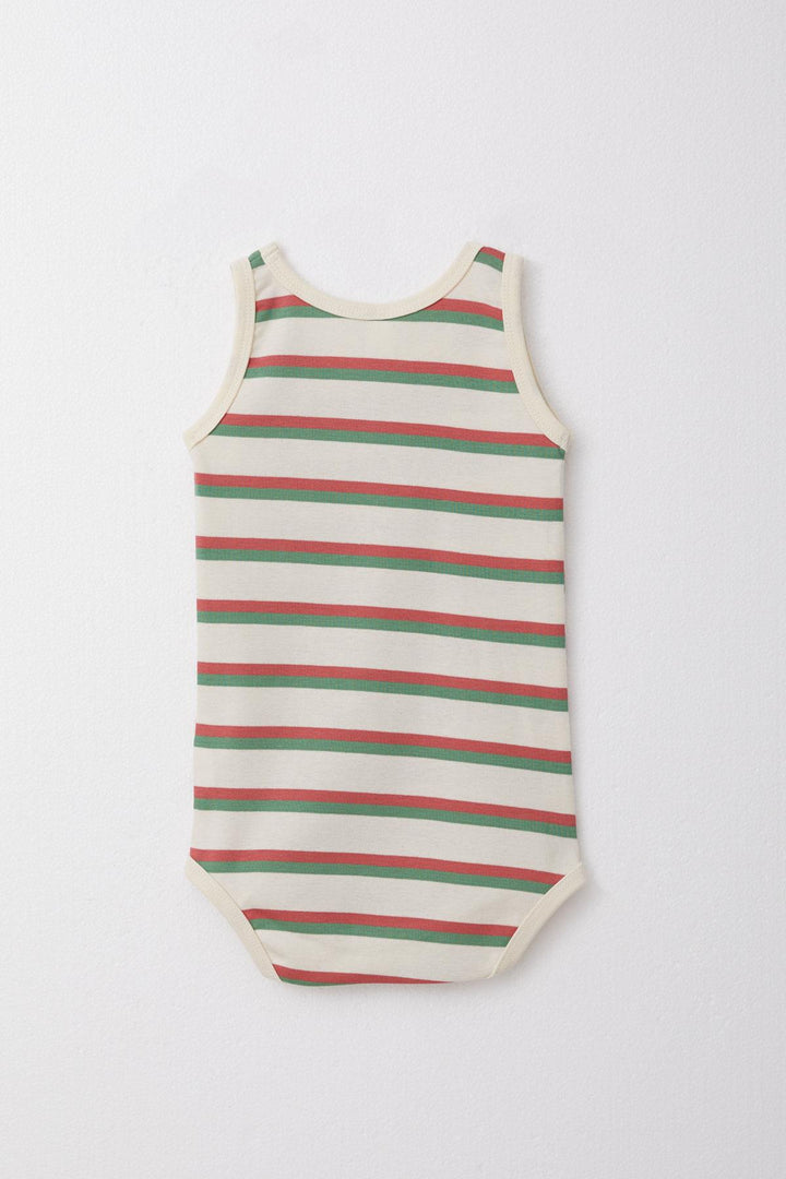 BRE Breeze Baby Boy Snap Fastener Tank Bodysuit Colorful Striped 9 Months-3 Years, Cream - Hutchinson