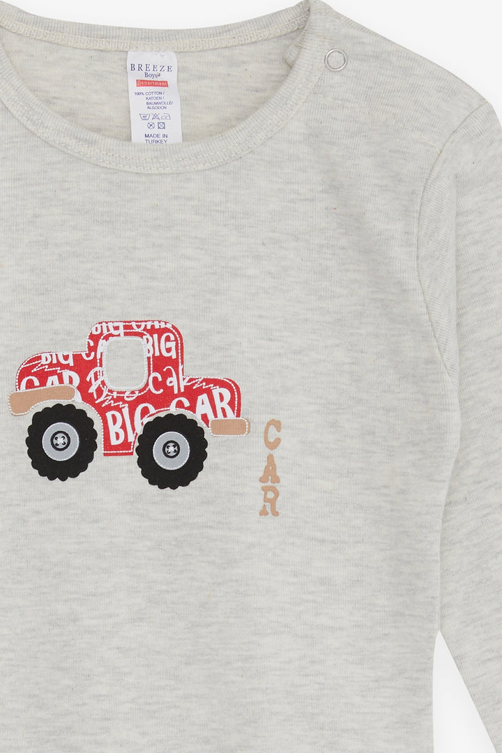 BRE Breeze Baby Boy Snap Bodysuit مع طباعة سيارة 9 أشهر - 3 سنوات، مزيج رمادي فاتح - روستوك