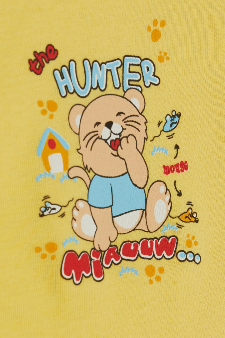 BRE Breeze Baby Boy Snap Bodysuit مع طباعة Hunter Kitten من 9 أشهر إلى 3 سنوات، أصفر - Security-Widefield