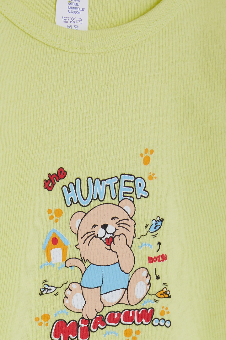 BRE Breeze Baby Boy Snap Bodysuit مع طباعة Hunter Kitty 9 أشهر - 3 سنوات، أخضر فستقي - بفورتسهايم