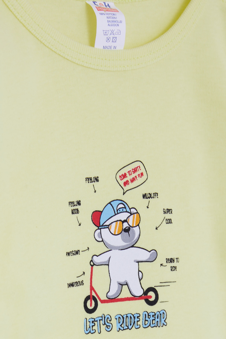 BRE Breeze Baby Boy Snap Bodysuit مع نظارات طباعة تيدي بير 9 أشهر - 3 سنوات، أخضر فستقي - Sutton