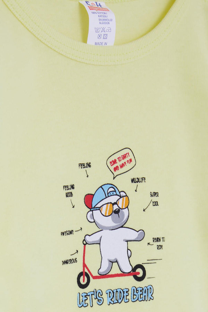 BRE Breeze Baby Boy Snap Bodysuit مع نظارات طباعة تيدي بير 9 أشهر - 3 سنوات، أخضر فستقي - Sutton