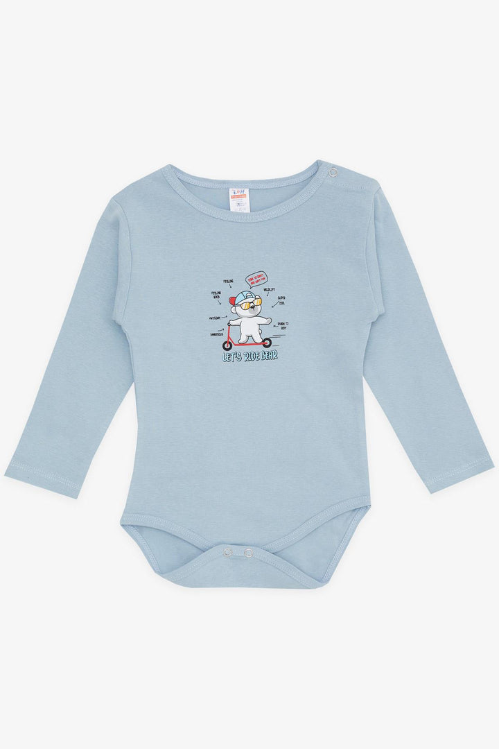 BRE Breeze Baby Boy Snap Bodysuit مع نظارات طباعة تيدي بير 9 أشهر - 3 سنوات، أزرق ثلجي - Goch