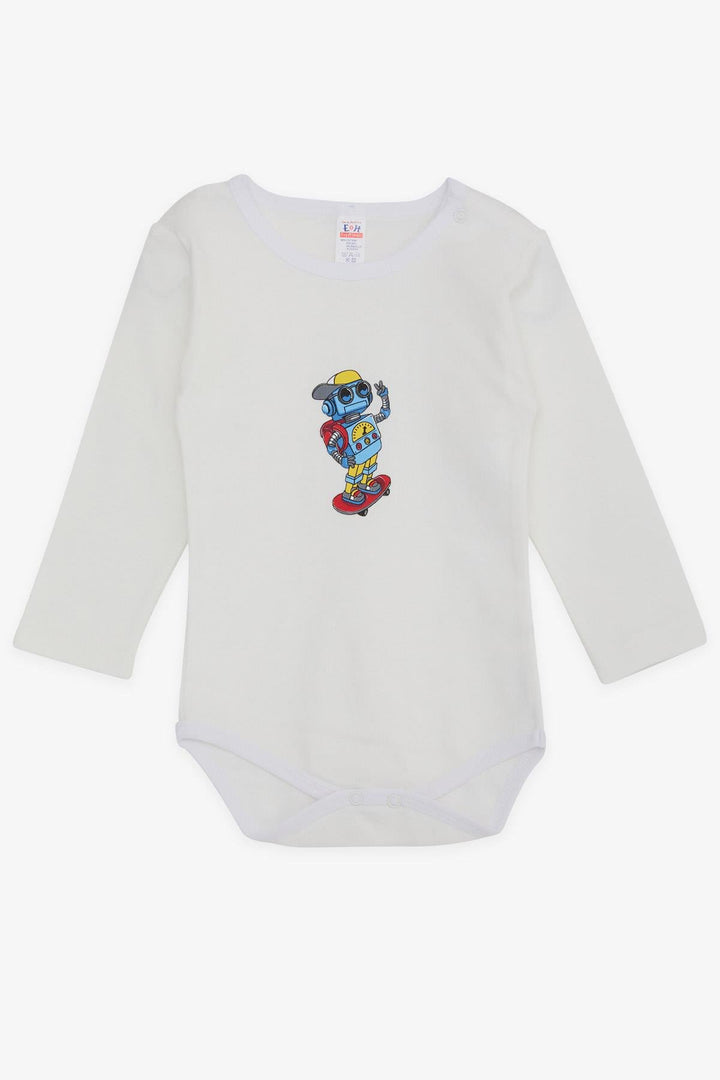 BRE Breeze Baby Boy Snap Bodysuit Skateboarder Robot مطبوع من 9 أشهر إلى 3 سنوات، أبيض - Panevėžys