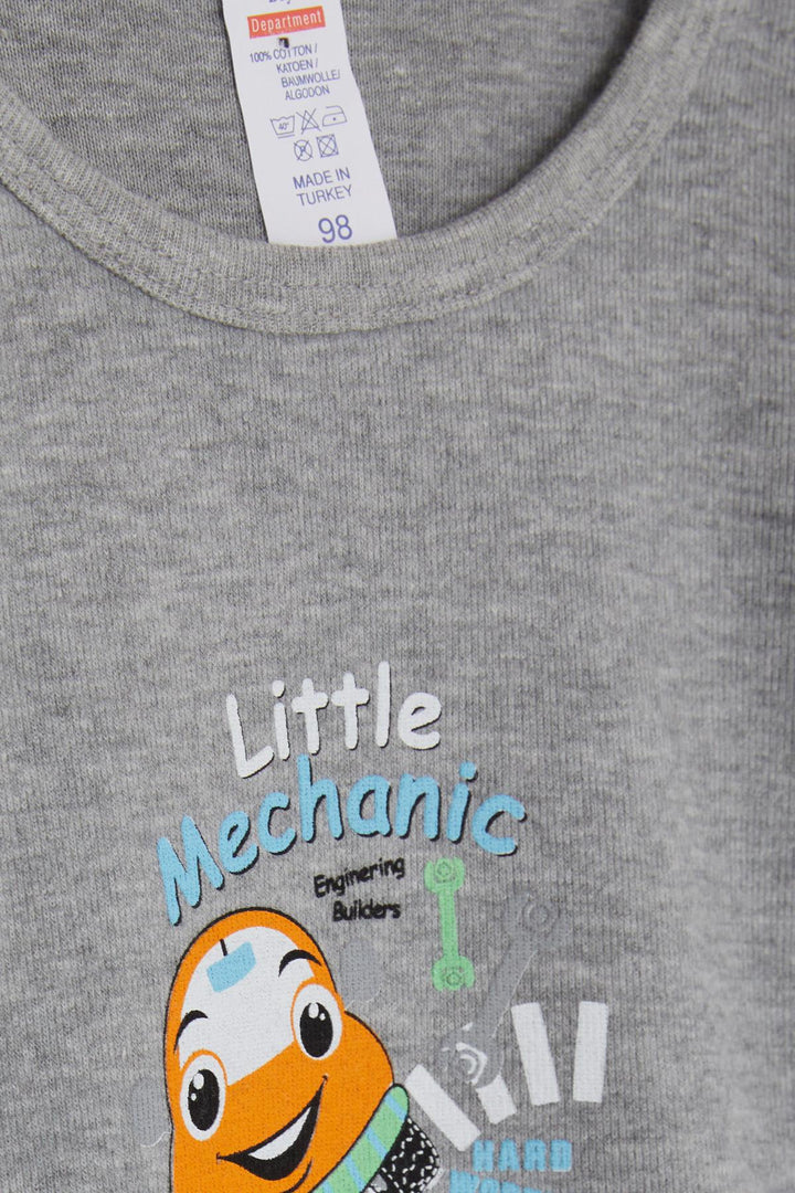 BRE Breeze Baby Boy Snap Bodysuit ميكانيكي صغير 9 أشهر - 3 سنوات، مزيج رمادي غامق - ريوس