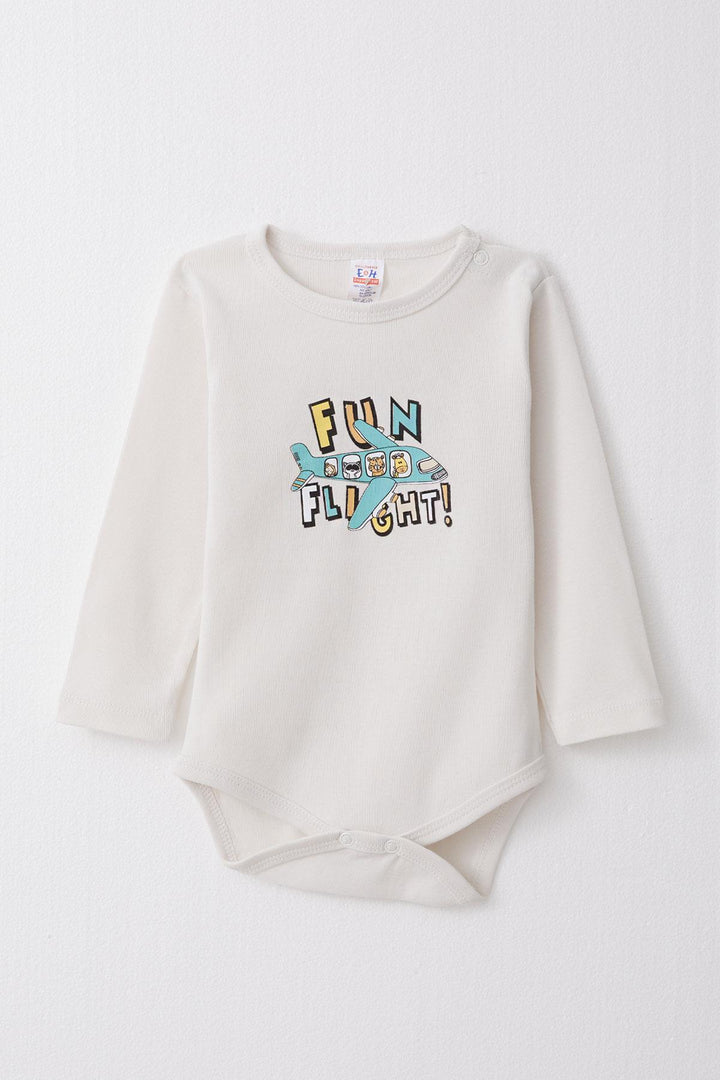 BRE Breeze Baby Boy Snap Bodysuit Pilot Animals مطبوعة 9 أشهر - 3 سنوات، أبيض مكسور - جوندومار