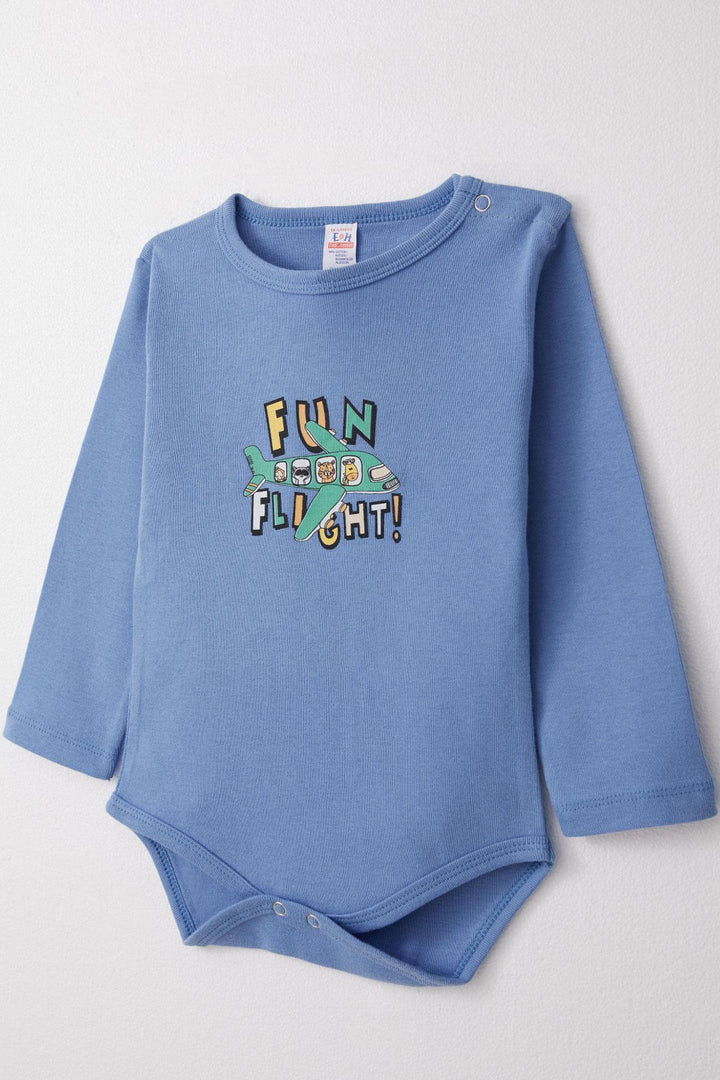 BRE Breeze Baby Boy Snap Bodysuit Pilot Animals مطبوعة 9 أشهر - 3 سنوات، أزرق - أستي
