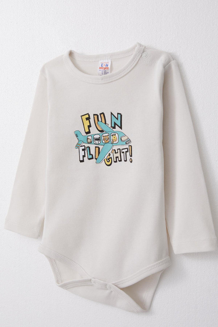BRE Breeze Baby Boy Snap Bodysuit Pilot Animals مطبوعة 9 أشهر - 3 سنوات، أبيض مكسور - جوندومار