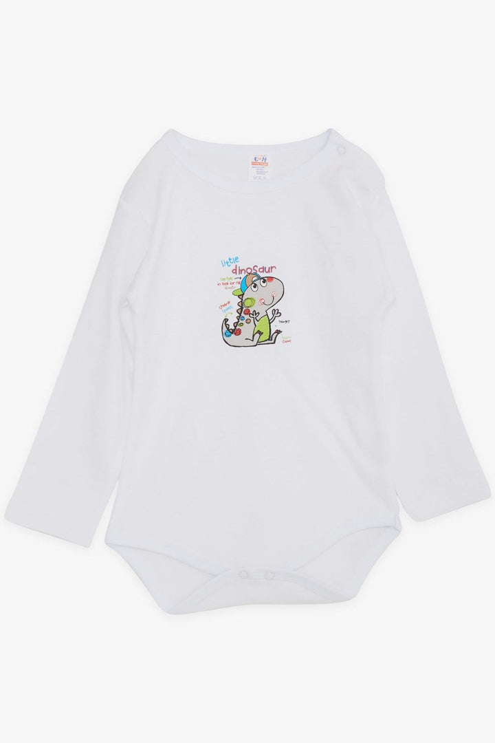 BRE Breeze Baby Boy Snap Bodysuit لطيف ديناصور مطبوع 9 أشهر - 3 سنوات، أبيض - كليفتون