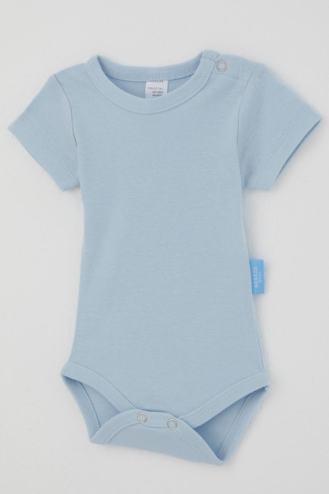 BRE Breeze Erkek Bebek Çıtçıtlı Kısa Kollu Zıbın Body Basic 0-9 Ay , Açık Mavi - Lissone