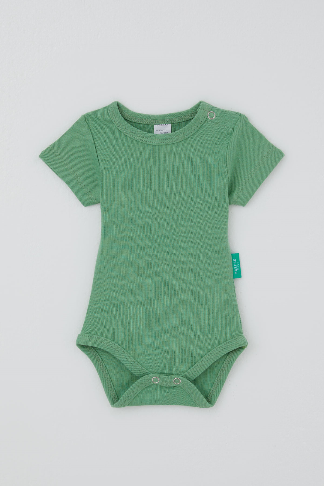 BRE Breeze Erkek Bebek Çıtçıtlı Kısa Kollu Zıbın Body Basic 0-9 Ay , Mint Yeşili - Bryan
