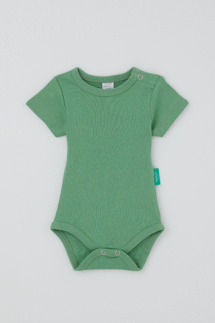 BRE Breeze Erkek Bebek Çıtçıtlı Kısa Kollu Zıbın Body Basic 0-9 Ay , Mint Yeşili - Bryan