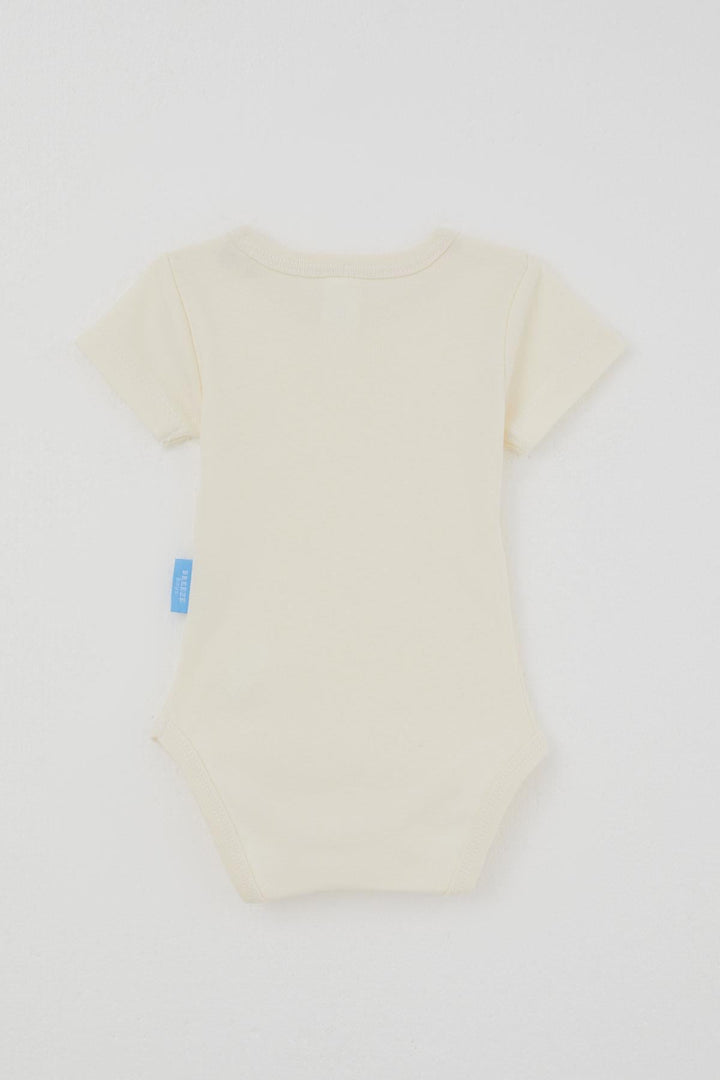 BRE Breeze Erkek Bebek Çıtçıtlı Kısa Kollu Zıbın Body Basic 0-9 Ay , Krem - Stanton