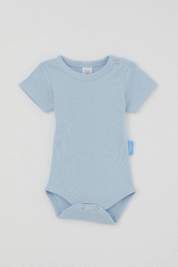 BRE Breeze Erkek Bebek Çıtçıtlı Kısa Kollu Zıbın Body Basic 0-9 Ay , Açık Mavi - Lissone