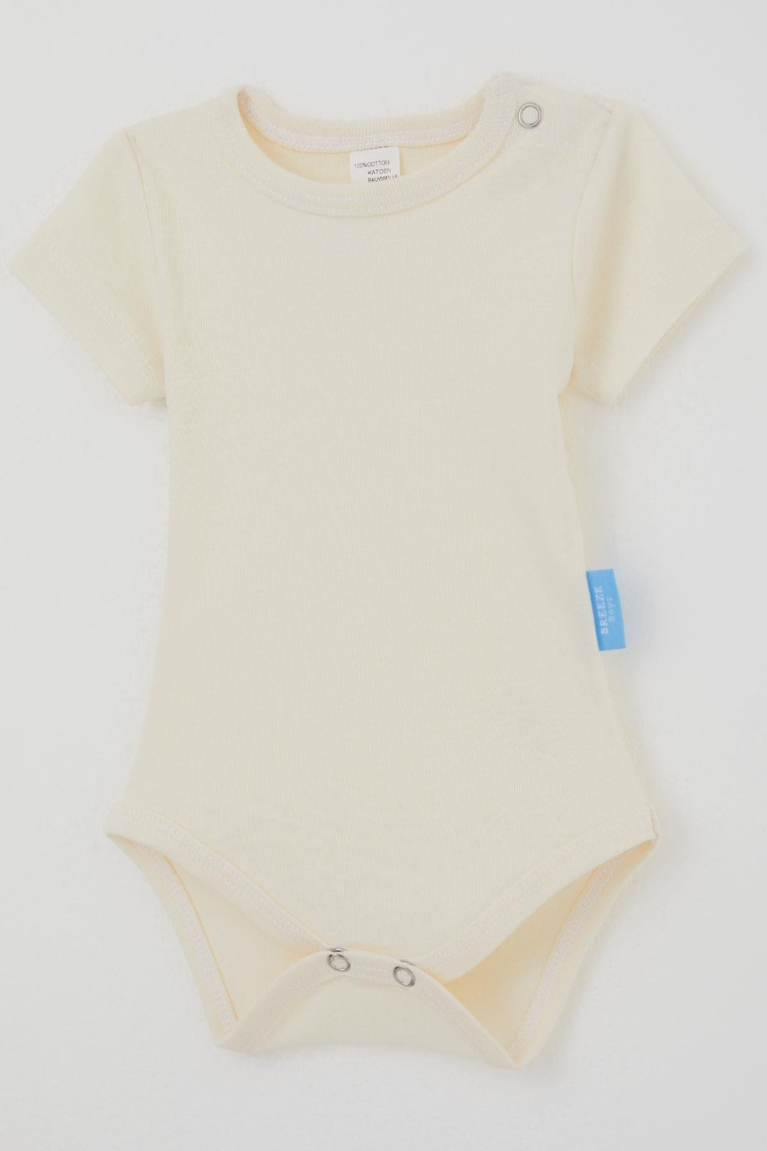 BRE Breeze Erkek Bebek Çıtçıtlı Kısa Kollu Zıbın Body Basic 0-9 Ay , Krem - Stanton
