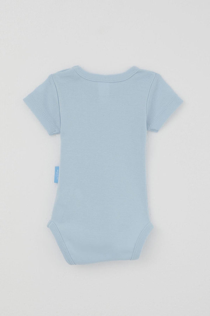 BRE Breeze Erkek Bebek Çıtçıtlı Kısa Kollu Zıbın Body Basic 0-9 Ay , Açık Mavi - Lissone