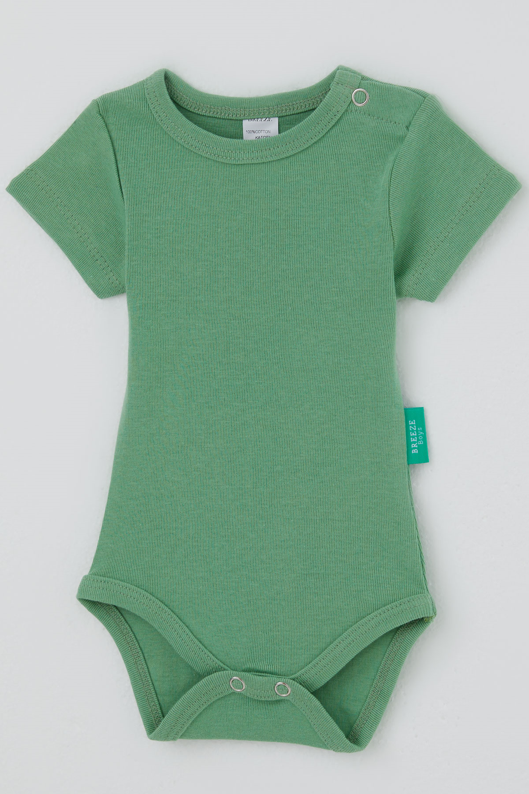 BRE Breeze Erkek Bebek Çıtçıtlı Kısa Kollu Zıbın Body Basic 0-9 Ay , Mint Yeşili - Bryan