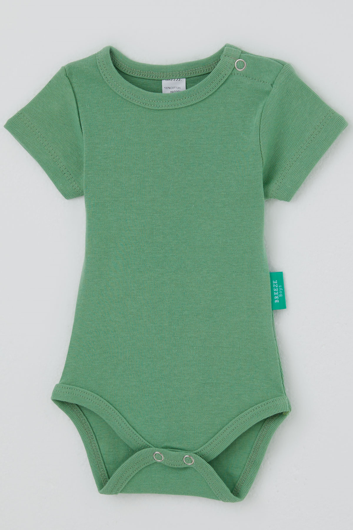 BRE Breeze Erkek Bebek Çıtçıtlı Kısa Kollu Zıbın Body Basic 0-9 Ay , Mint Yeşili - Bryan