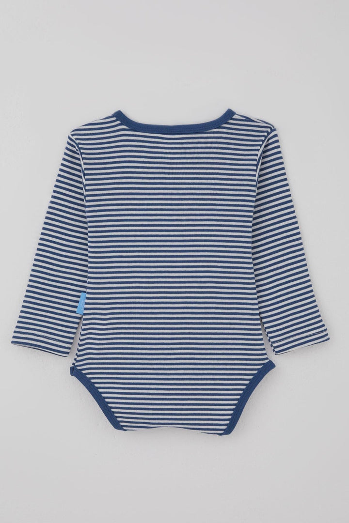 BRE Breeze Erkek Bebek Çıtçıtlı Zıbın Body Çizgili 9 Ay-3 Yaş, İndigo - Barking