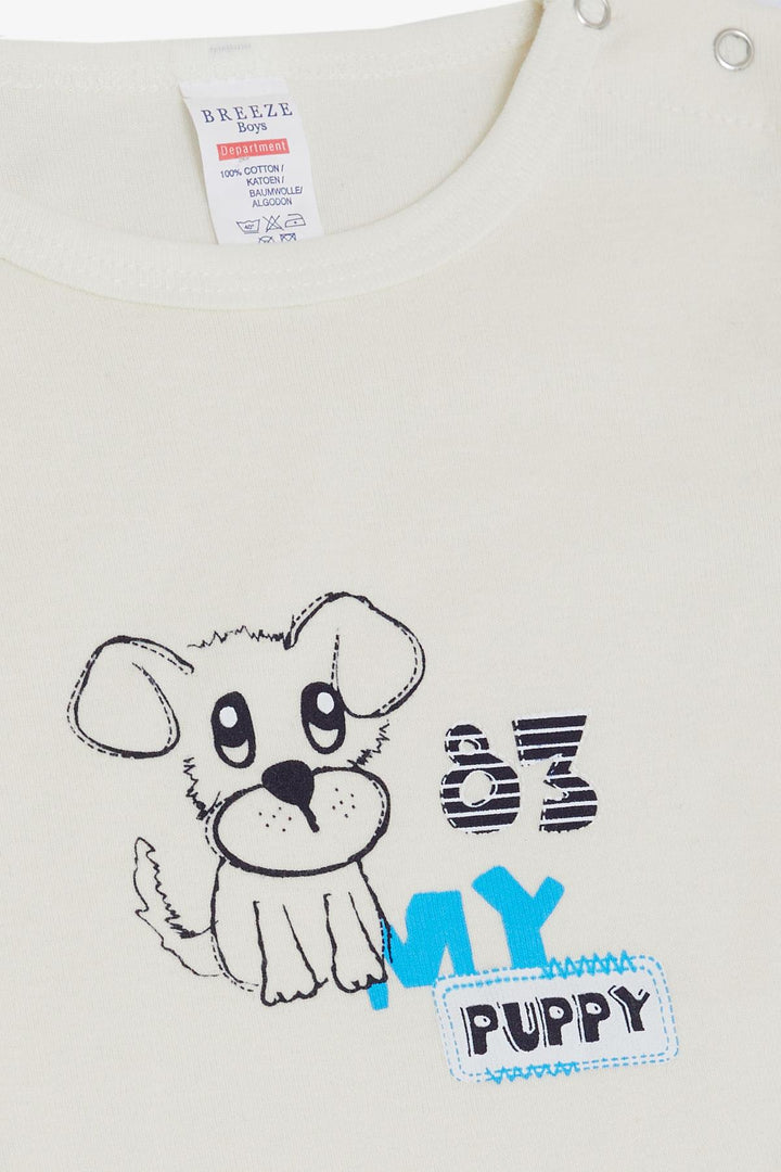 BRE Breeze Baby Boy Snap Bodysuit Onesie Puppy مطبوعة 9 أشهر - 3 سنوات، بيج - إدموند