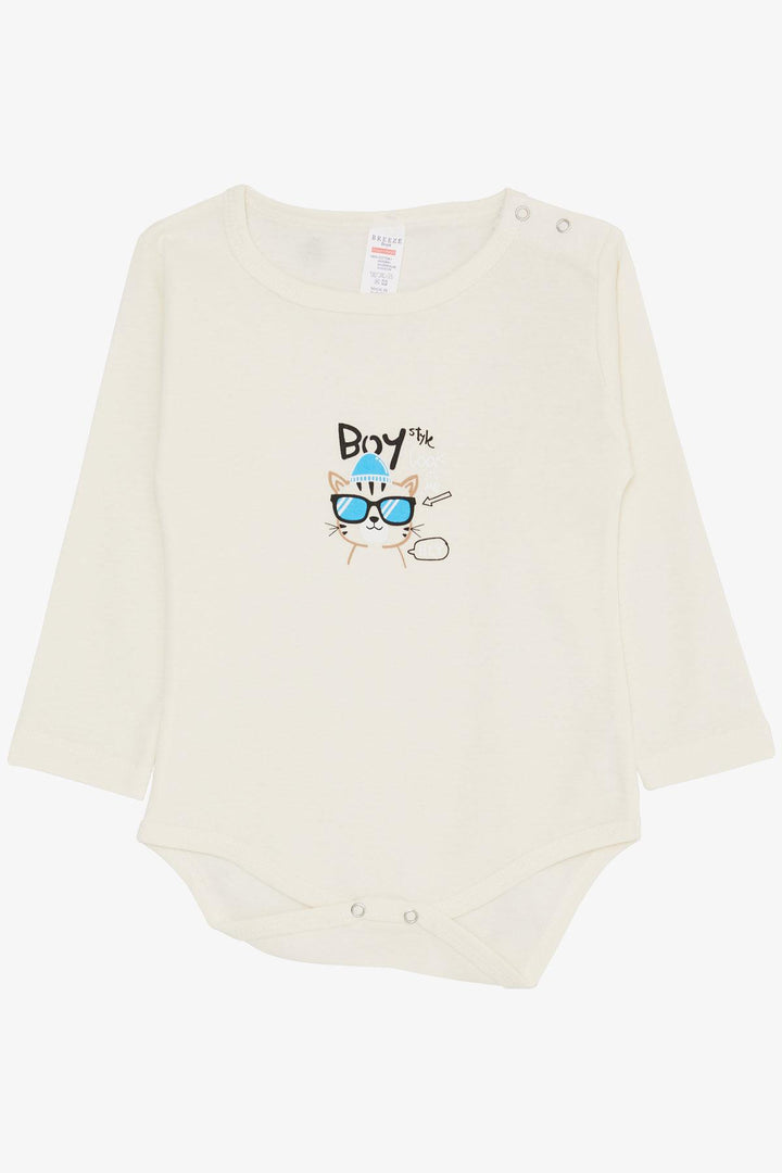 BRE Breeze Baby Boy Snap Bodysuit مع نظارات مطبوعة، قطة، 9 أشهر - 3 سنوات، كريمي - هوثورن