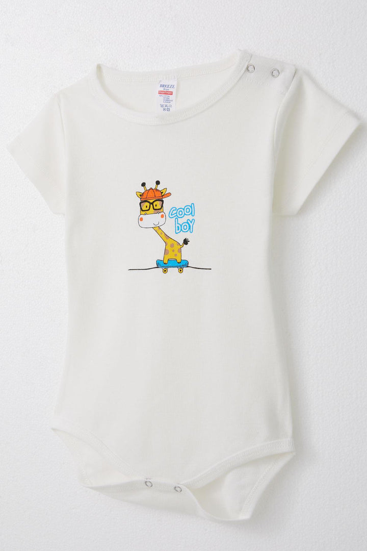 BRE Breeze Baby Boy Snap Fastener ارتداءها لطيف لوح التزلج الزرافة المطبوعة 9 أشهر - 3 سنوات، إكرو - Seelze