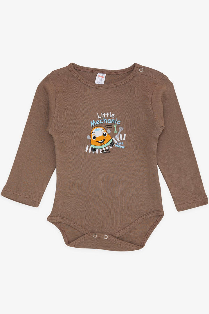 BRE Breeze Baby Boy Snap Bodysuit مع طباعة ميكانيكية صغيرة 9 أشهر - 3 سنوات، بني - Oosterhout
