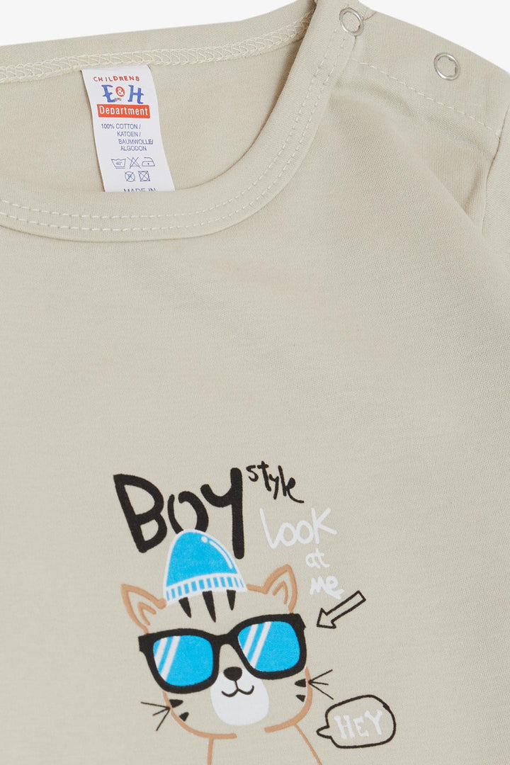 BRE Breeze Baby Boy Snap Bodysuit مع نظارات مطبوعة، قطة، 9 أشهر - 3 سنوات، حجري - بيزارو