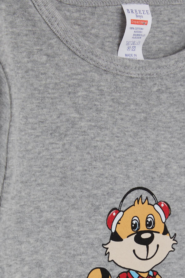 BRE Breeze Baby Boy Snap Bodysuit مع طباعة جرو ممتعة 9 أشهر - 3 سنوات، مزيج رمادي داكن - Miercurea-Ciuc