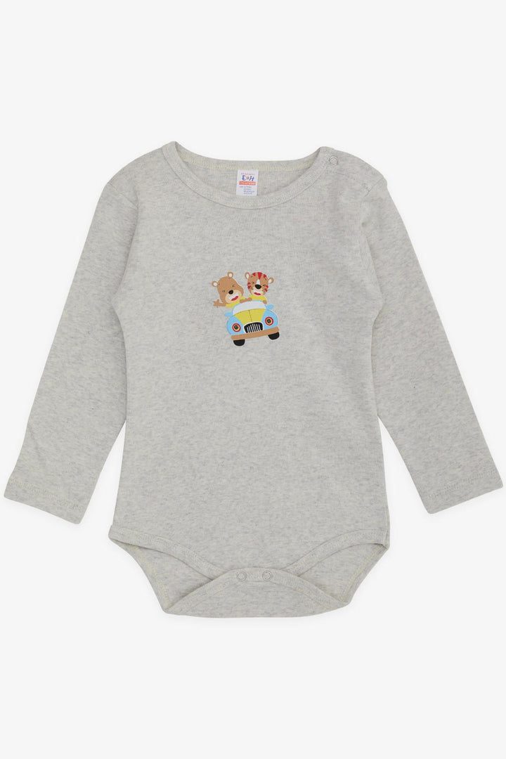 BRE Breeze Baby Boy Snap Bodysuit مع طباعة حيوانية للسائق من 9 أشهر إلى 3 سنوات، مزيج رمادي فاتح - كورفاليس