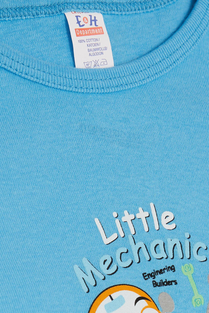 BRE Breeze Baby Boy Snap Bodysuit مع طباعة ميكانيكية صغيرة 9 أشهر - 3 سنوات، أزرق - بالاتين