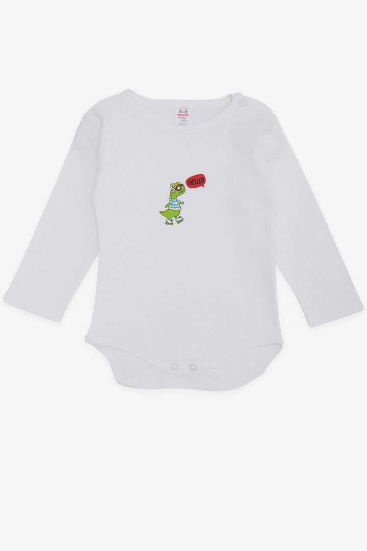 BRE Breeze Baby Boy Snap Bodysuit Skater Dinosaur 9 أشهر - 3 سنوات، أبيض - كاري