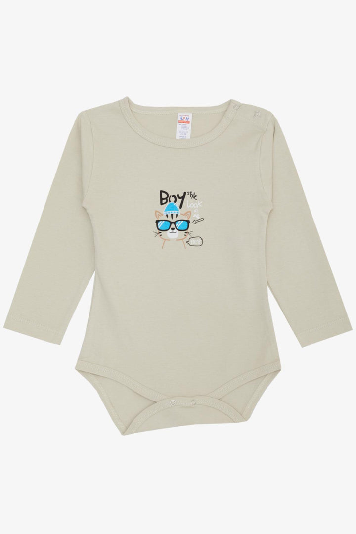 BRE Breeze Baby Boy Snap Bodysuit مع نظارات مطبوعة، قطة، 9 أشهر - 3 سنوات، حجري - بيزارو