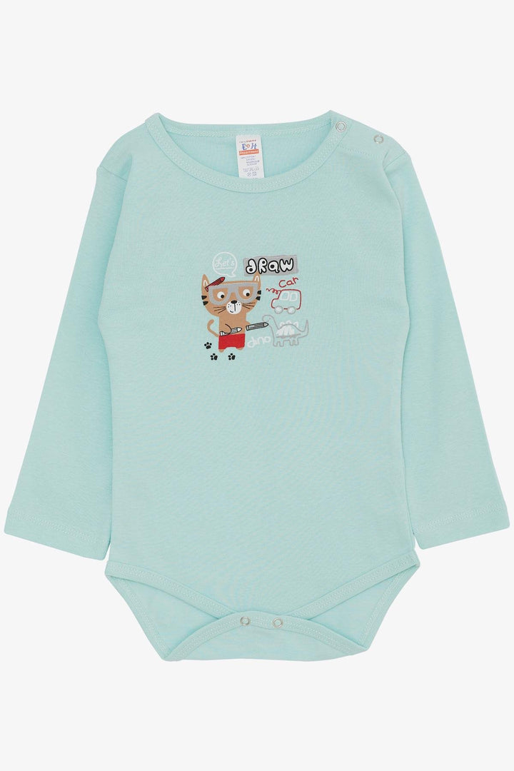 BRE Breeze Baby Boy Snap Bodysuit مع طبعة Painter Kitty من 9 أشهر إلى 3 سنوات، أخضر مائي - كيرنز