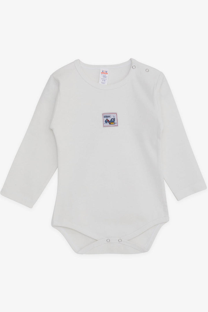 BRE Breeze Baby Boy Snap Bodysuit with Construction Machine Print 9 Months-3 Years, Broken White - Lokeren