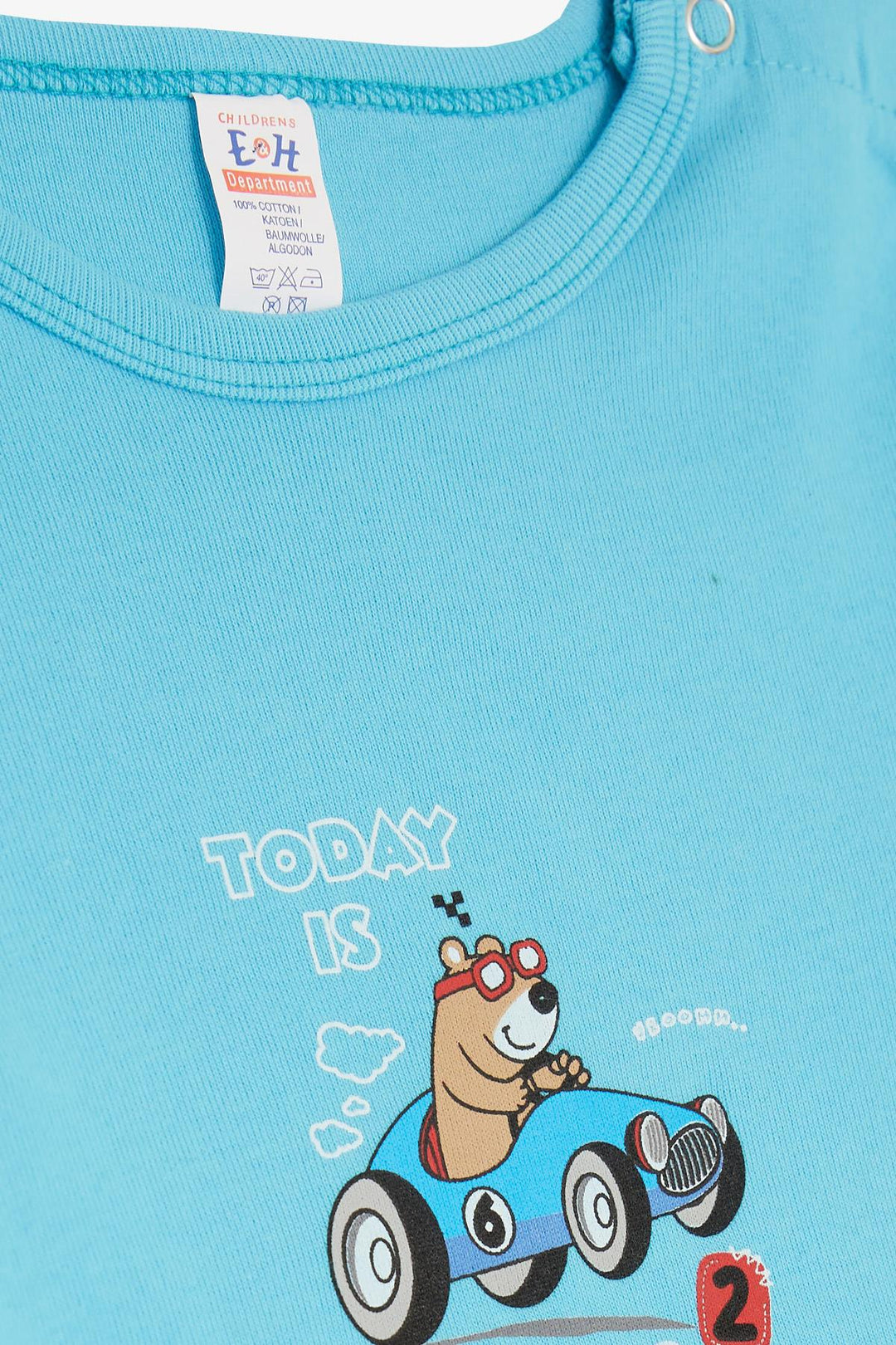 BRE Breeze Baby Boy Snap Bodysuit مع طباعة دب لطيف 9 أشهر - 3 سنوات، أزرق - Evere