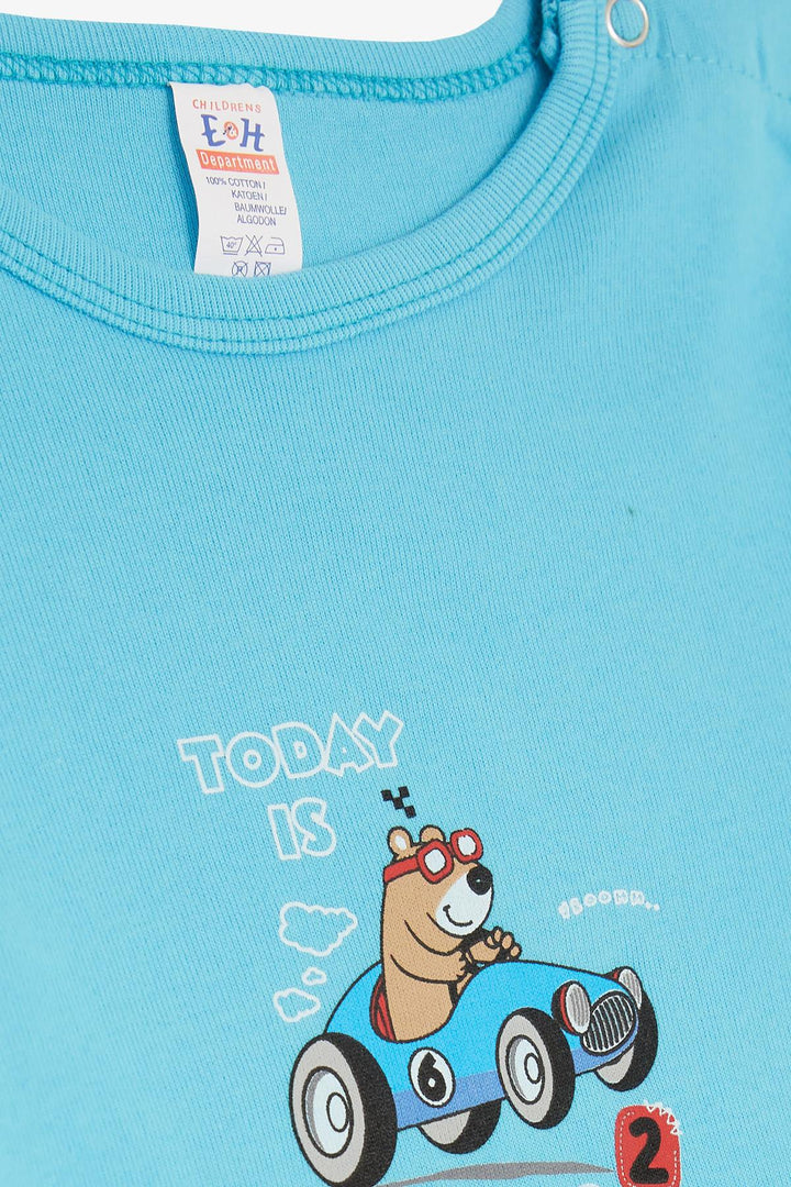 BRE Breeze Baby Boy Snap Bodysuit مع طباعة دب لطيف 9 أشهر - 3 سنوات، أزرق - Evere