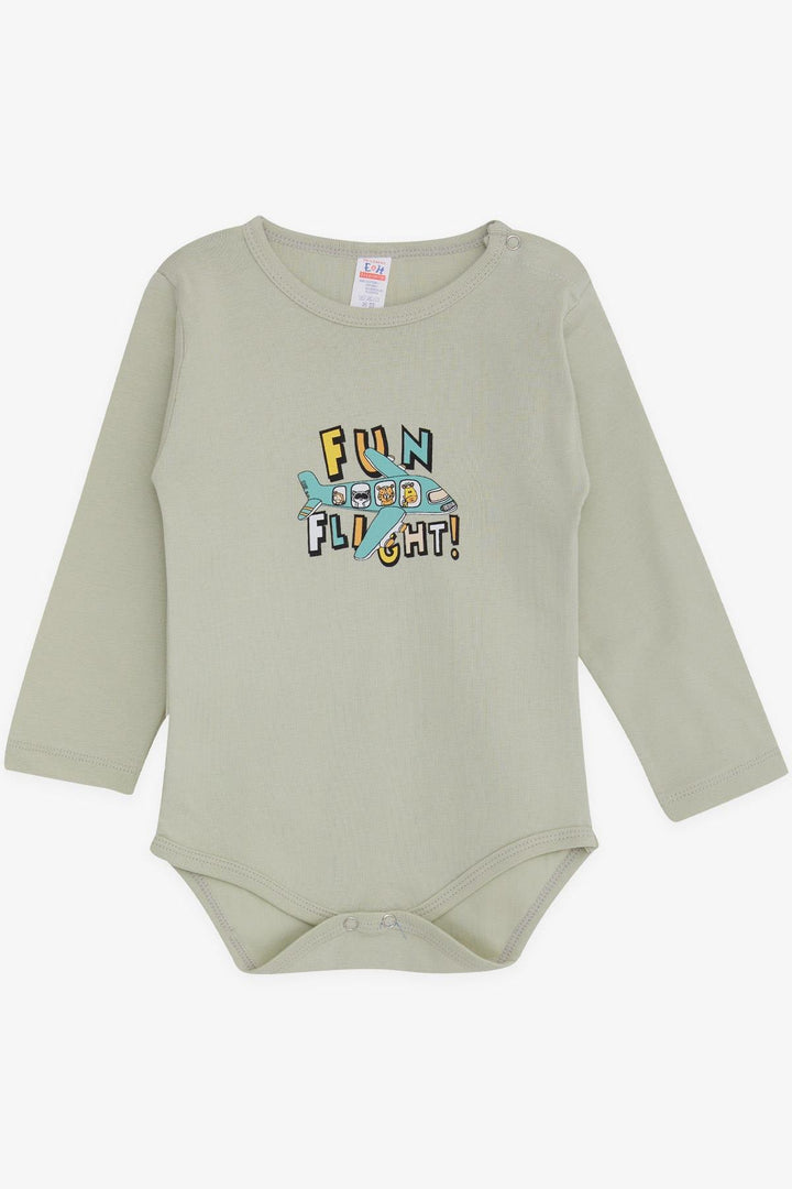 BRE Breeze Baby Boy Snap Bodysuit Body Pilot مع طباعة حيوانات 9 أشهر - 3 سنوات، أخضر مائي - إيفيشام