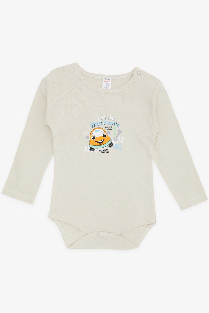 بدلة BRE Breeze Baby Boy Snap Fastener مع طباعة ميكانيكية صغيرة من 9 أشهر إلى 3 سنوات، حجري - Canicattì
