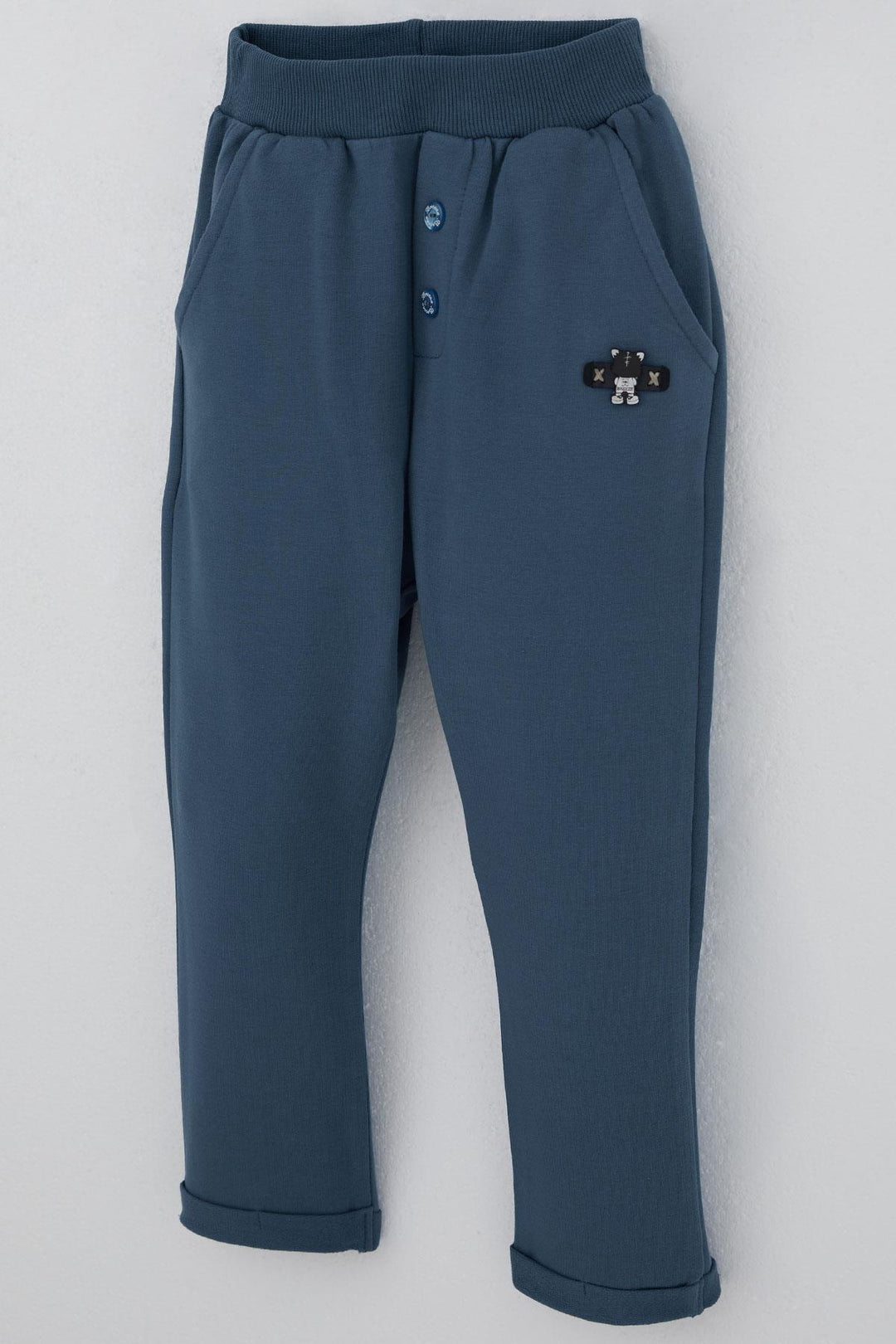 BRE Breeze Baby Boy Sweatpants with Bear Embroidery Button Accents 9 Months-3 Years, Indigo - Viana do Castelo